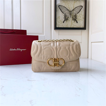 salvatore ferragamo quilted gancini leather chain shoulder bag #21h168